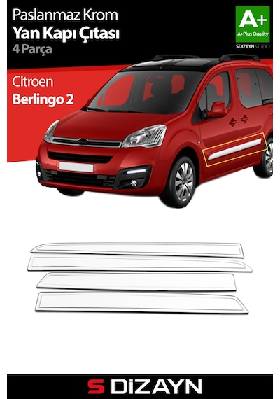S-Dizayn Citroen Berlingo Krom Yan Kapı Çıtası 4 Prç 2008-2018