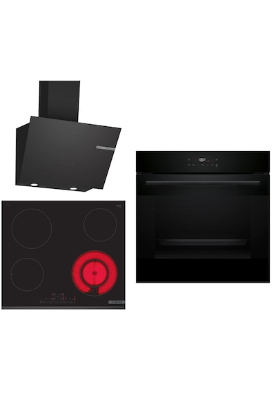 Bosch HJG852YB0T - PKF631FP2E - DWK66PJ60T Elektrikli Ocaklı Siyah 3 Lü Ankastre Set 666