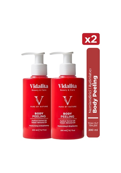 2 Adet Doğal Vücut Peelingi Kayısı Çekirdeği & Tatlı Badem Yağı 200 Ml