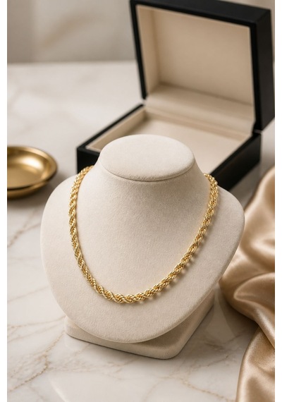 Burgu Model Gold Renk Pirinç 60 Cm Kadın Kolye - 14k Altın Rengi Kaplama