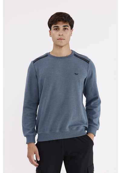 Rowinger Selanik Kumaş Yapılı Esnek Manşetli Konforlu Rahat Kesim Sweatshirt PETROL