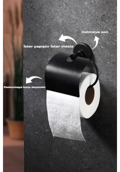 Yapışkanlı Siyah Geniş Kapaklı Tuvalet Kağıtlığı Wc Kağıtlık Tuvalet Kağıdı Askısı 000 Açık Krem