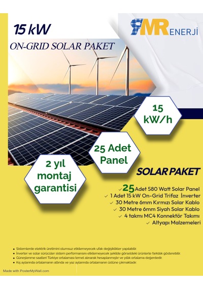 15 Kw On-grid Solar Çatı Paket