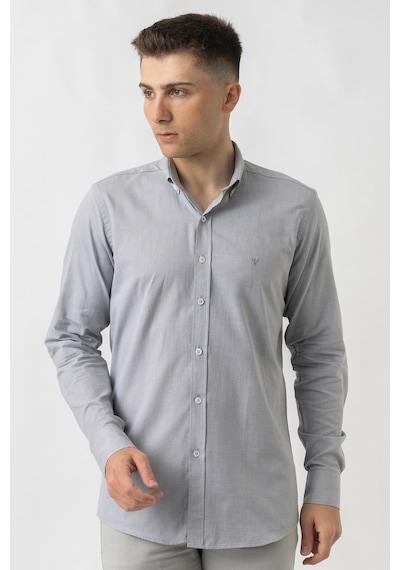 White Stone Aarburg G45044 Pamuklu Regular Fit Oxford Gömlek Gri-gri Gri