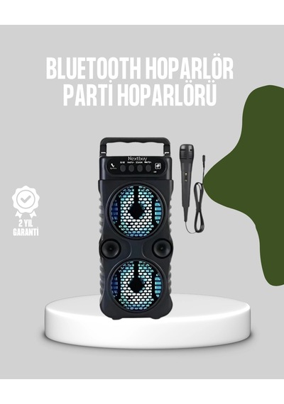 Hubrendy Tekno Bluetooth Bağlantılı Led Işıklı Taşınabilir Hoparlör 1200 Mah Şarjlı, Fm Radyolu