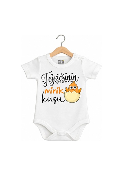 Babylimon Teyzesinin Minik Kuşu Kısa Kol Çıtçıtlı Bebek Body Beyaz - 936542297 Beyaz
