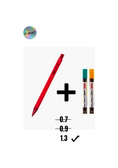 1.3 Mm Uçlu Kalem Ve 2 Paket 1.3 Mm Uç Seti Mikro Kırmızı
