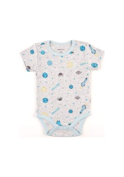 Mother Love %100 Organik Pamuk 2'li Kısa Kol Body 0-36 Ay Mavi