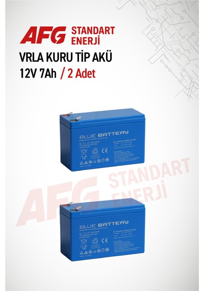 2 Adet 12 Volt 7 Amper Kuru Tip Akü 12 V 7 Ah Bl Mavi