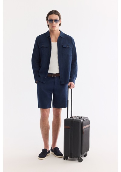 Avva Erkek Lacivert Beli Lastikli %100 Keten Relaxed Fit Şort B003732