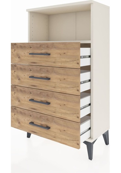 Arges Komodin Tek Raflı 4 Çekmeceli 60x30x106 Aytaşı-çam Aytaşı
