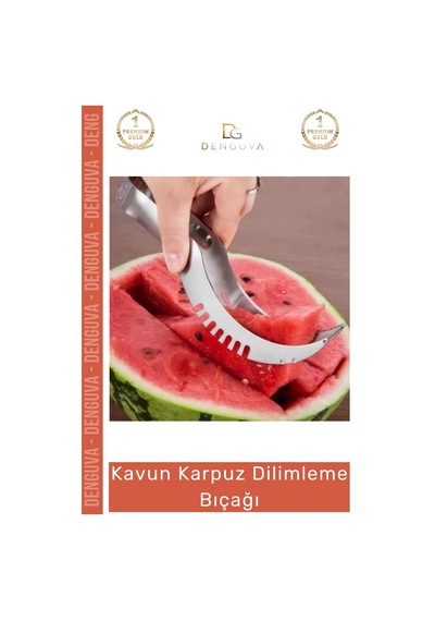 Dilimlemebıçağı Paslanmaz Çelik Mutfak Servis Sunum Pratik Meyve Kesici Kavun Karpuz Dilimleme Bıça Çok Renkli