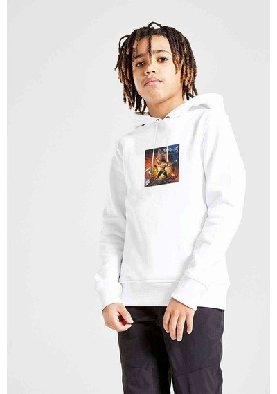 Tshirthane Manowar Warriors Of The World Baskılı Unisex Çocuk Sweatshirt Beyaz