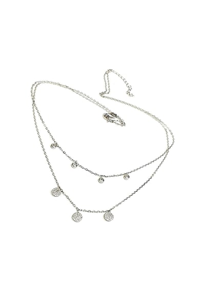 Swarovski Taşlı 925 Ayar Gümüş Çift Zincirli Modern Kolye