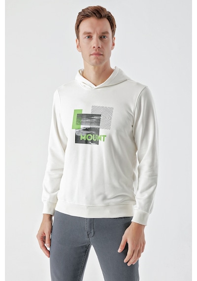 Morven Erkek Beyaz Trend Kapüşonlu Sweat-shirt Beyaz