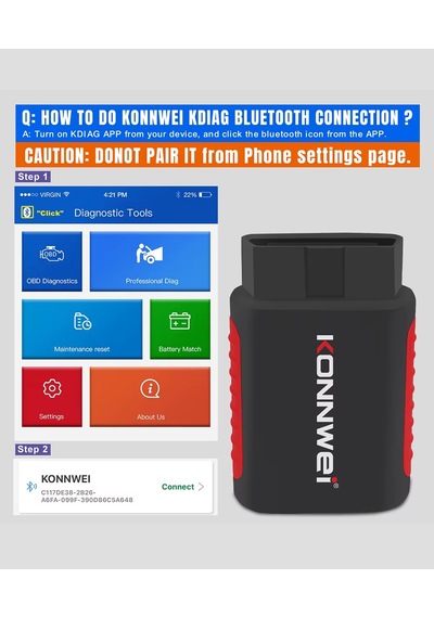 Konnwei Profesyonel Mini Bluetooth Tarayıcı Cihaz İos/android Kdıag App