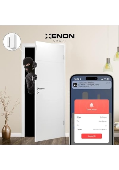 Xenon Smart Akıllı Kapı Ve Pencere Sensörü Kablosuz Mobil Uygulama Denetimli Wi-fi Ev Güvenlik Sistemi Google Home/alexa Uyumlu Pencere Kontağı X7502