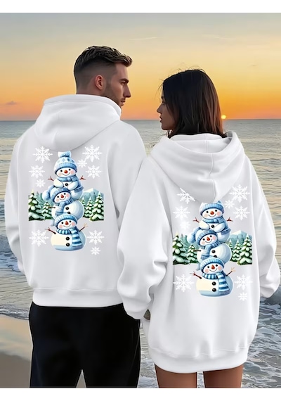 Nevermind Kardan Adam Sevgili Kombini Hoodie Unisex Oversize Kapüşonlu Sw Beyaz