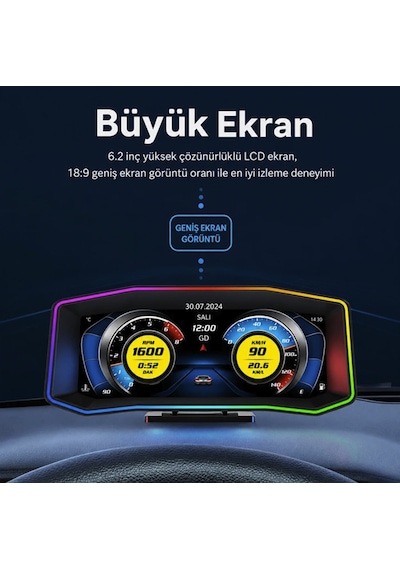 Fiat Egea İçin Harici Digital Gösterge Odb Ekran Arıza Göstergesi Turbo Gösterge Hayalet Ekran