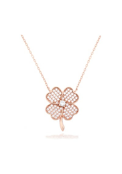 Brezza Lusso Jewelry  Luck Serisi Dört Yaprak Caoverleaf Gümüş Kadın Kolye 45 CM 45 CM