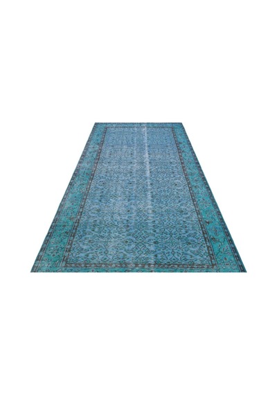El Dokuması Vintage Yün-pamuk Mavi Halı 28385 145 X 264 Cm