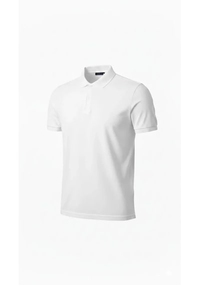 Suma Erkek Pike Kumaş Düğmeli Yaka Regular Fit Günlük Kısa Kol Tişört T-shirt - Beyaz