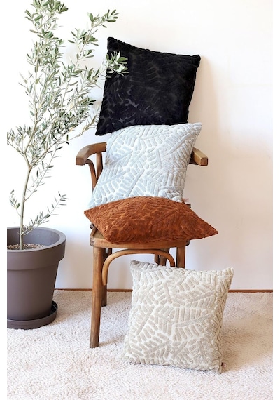 Bohem Özel Tasarım Punch Panç Desen Kare Dekoratif Kırlent Kılıfı 50x50 Cm Forest Taba Diğer