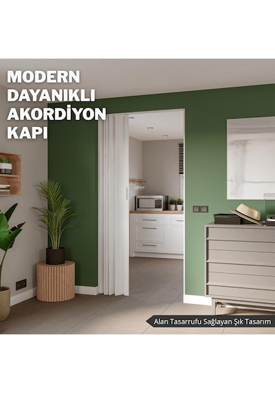 Akordiyon Katlanır Kapı, 100x200 Cm, Kulplu, Suya Dayanıklı Ve Yerden Tasarruf Sağlayan, Beyaz/meşe/kayın Renk Se Diğer