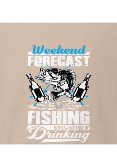 Wildstyle Fresh Fishing Renkli Balık Balıkçılık Deniz Baskılı Unisex Bisiklet Yaka Pamuklu Tişört Camel
