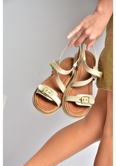 Fox Shoes Y996062509 Bej Toka Detaylı Kadın Sandalet