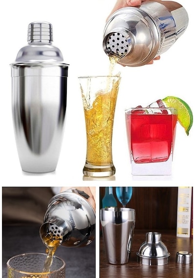 500 Ml Shaker Kokteyl Hazırlama Kabı Bardağı Kokteyl Karıştırıcı Komple Çelik