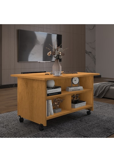 Asra Trend Orta Sehpa OS001 %100 MDF Tekerlekli İki Katlı Geniş Raf Takımı Petra