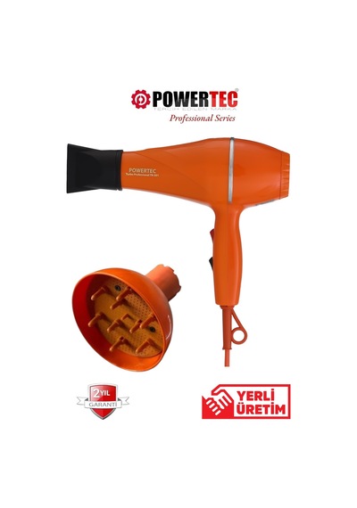 Powertec TR501 + Başlıklı 2500 W Profesyonel Saç Kurutma ve Fön Makinesi + Vigo