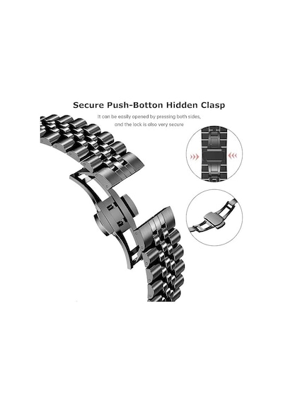 Uyumlu Mi Kordon 22mm Metal Kordon 36 Gümüş-siyah