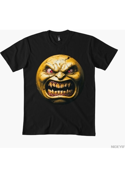 Flood Of Style Dee-real Smiley Angry T-shirt Erkekler Kadınlar Için % 100% Pamuklu Tişörtler Kısa Kollu Üstl Siyah