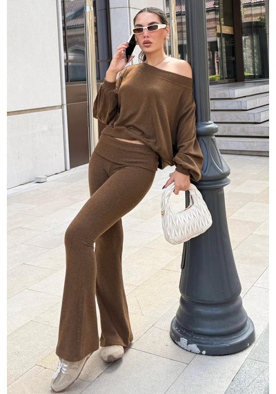 Seeh Kahverengi Bluz Pantolon İkili Takım Sh314 Standart