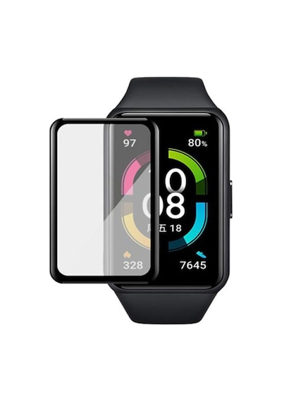 Huawei Honor Band 6 3D Full Kaplama Ekran Koruyucu Pet+Pmma (542878094)-Siyah