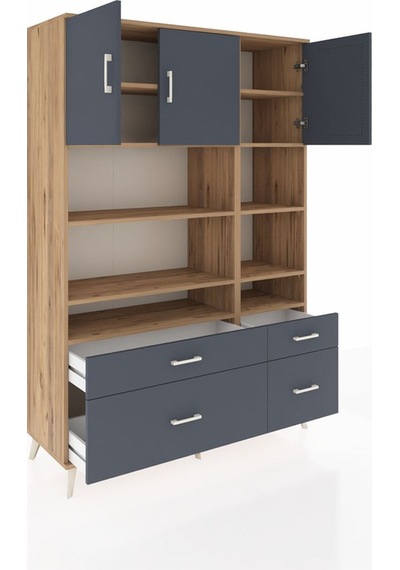 Hyperion Dolap 10 Raflı 4 Çekmeceli 3 Kapaklı 132x44x195 Çam-antrasit/antrasit Antrasıt/antrasıt Hyperion Dolap 10 Raflı 4 Çekmeceli 3 Kapaklı 132x44x195 Çam-antrasit/antrasit Antrasıt/antrasıt