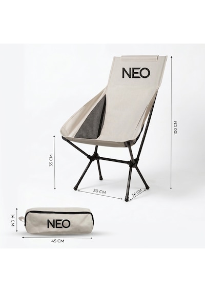 Neo Class Neo Trail Premium Katlanır Kamp Sandalyesi Kolay Kurulum, 120kg Taşıma Kapasiteli, Taşıma Çantalı Krem