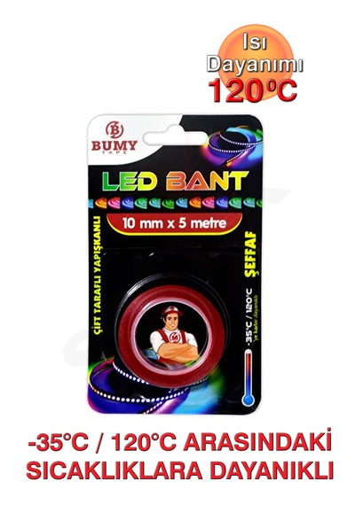 Led Montaj Bandı 10mm X 5mt, Şeffaf