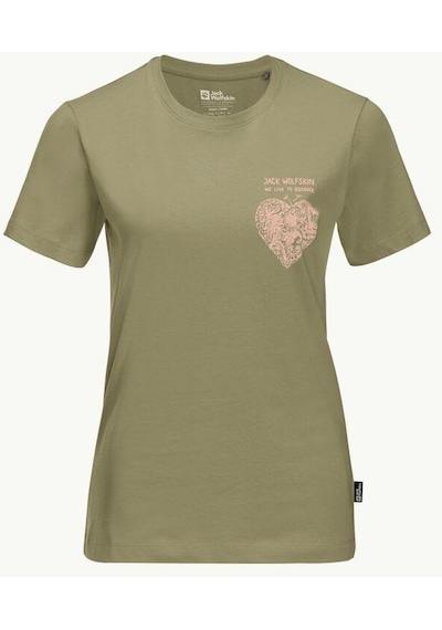 Jack Wolfskin Discover Heart T W Kadın Tişört 1809701-4511 Yeşil