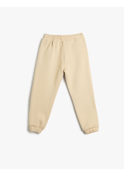 Koton Basic Jogger Eşofman Altı Beli Bağlamalı Cep Detaylı Şardonlu Bej 4wkb40006tk Ekru