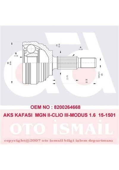 CIFAM 607-501 AKS KAFASI DIŞ CLIO III MEGANE II 05- / LOGAN 1.6