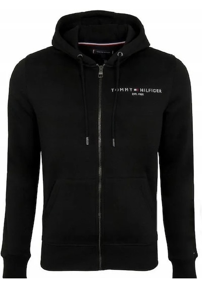Tommy Hilfiger Fermuarlı Kapşonlu Sweatshirt Siyah
