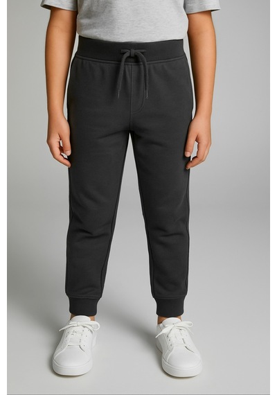 Trendy Mall Unisex Çocuk Penye Pamuklu Lastikli Paça Ribanalı Okul Eşofman Alt Füme Füme