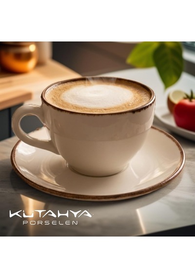 Kütahya Porselen 190 Cc/ml 6 Kişilik Çay Duble Türk Kahve Fincan Takımı 12 Parça Cappuccino Latte Mocha Diğer