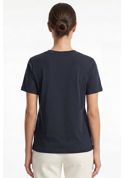 Goffra Kadın Vision V Yaka Premium Kalite Yoğun Dokulu Pamuklu T-shirt Lacivert W102-r0220-08
