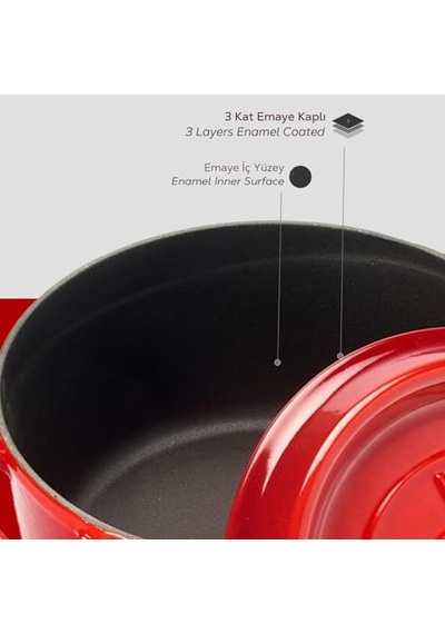 Kapaklı Alüminyum Döküm Tencere 24cm Bej D-neof224 Çok Renkli
