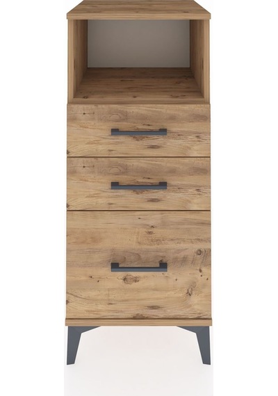 Hyperion Komodin Tek Raflı 3 Çekmeceli 44x44x106 Çam-çam Çam