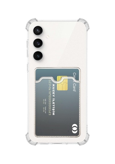Samsung Galaxy S23 Fe Kapak Kamera Korumalı Kartlıklı Darbe Emici Özellikli Şeffaf Silikon Kılıf
